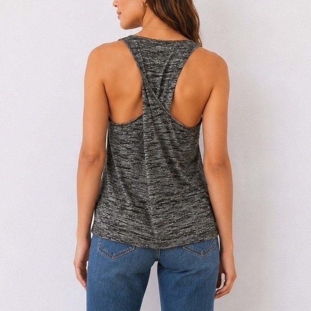 rag & bone Black Heather Twist Back Sleeveless Top Scoop Neck | Size S |  $115